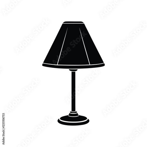 Minimalist lamp silhouette vector icon for lighting, home decor, interior design, table lamps, desk lamps, floor lamps, and modern illumination projects.
