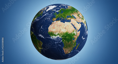 Earth globe planet view from space. Earth planet with continents and oceans. Globe showing earth from space