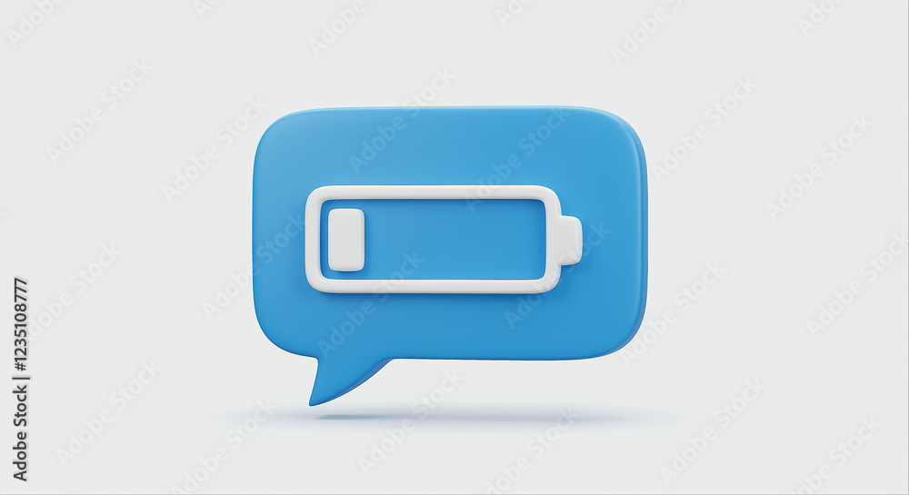 Battery status icon in blue speech bubble. Battery icon inside a blue speech bubble is a technology icon Battery status icon in blue speech bubble. Battery icon inside a blue speech bubble is a technology icon