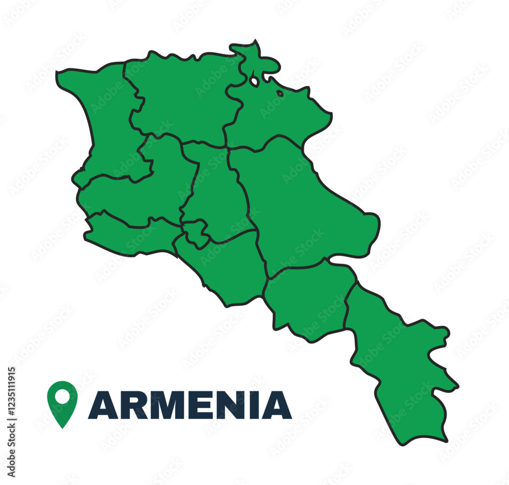 Fototapeta premium Armenia simple flat vector illustration map
