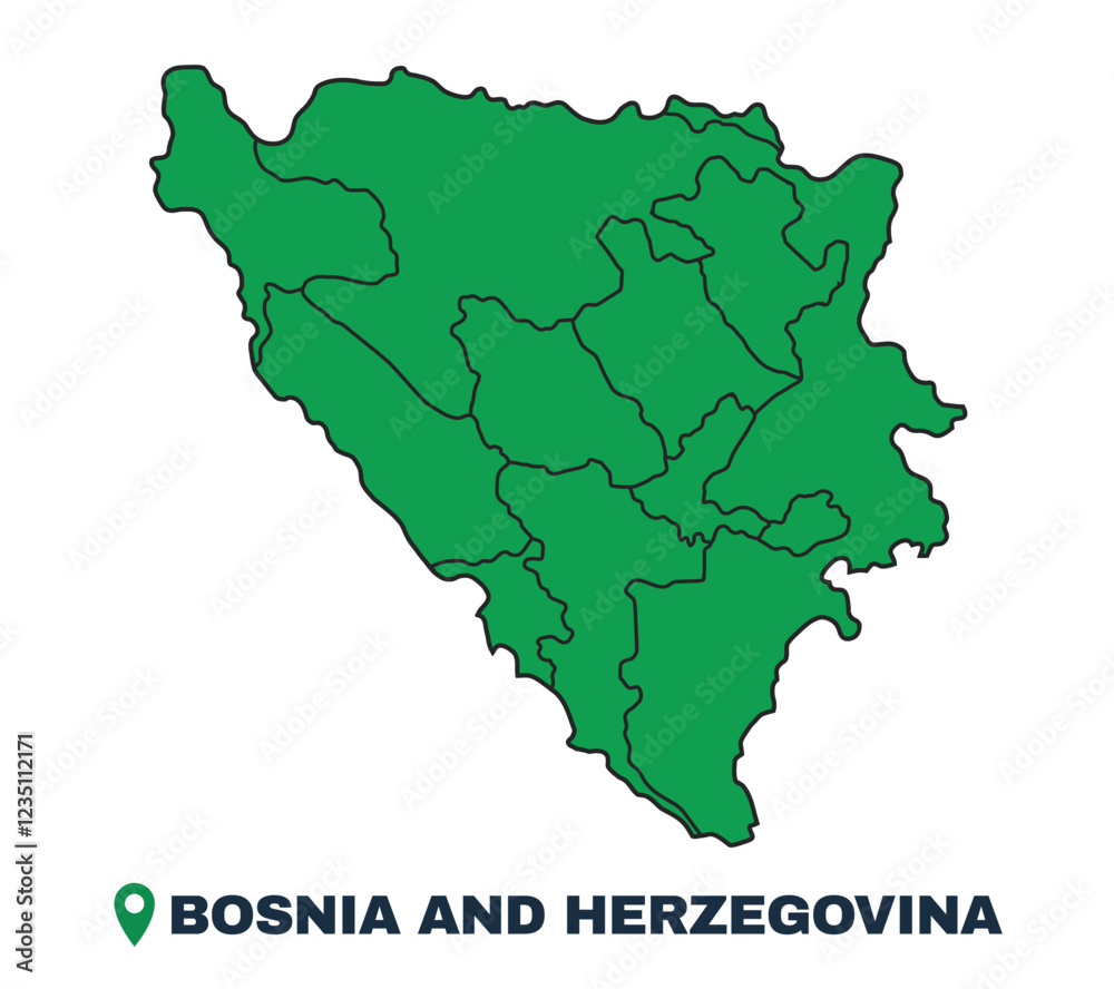 Obraz premium Bosnia simple flat vector illustration map