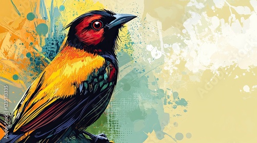 Vector artwork depiction of a weaver bird in a different manner.