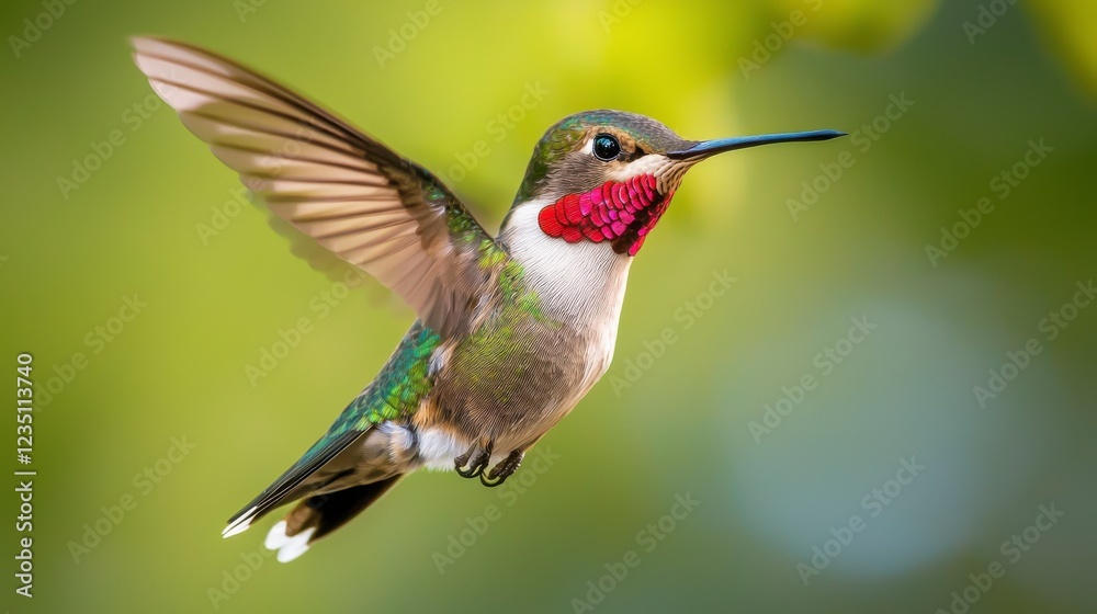 Fototapeta premium Close-Up of a Colorful Hummingbird in Mid-Flight