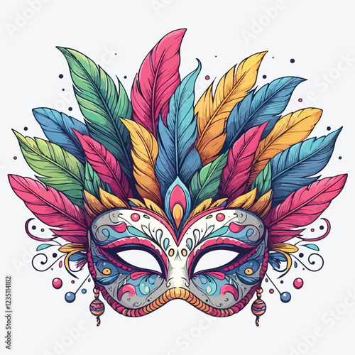 Vector carnival mask with feathers stock illustration