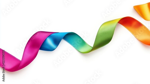 Colorful gymnastics ribbon on white background - A vibrant array of ribbons in various colors symbolizing creativity elegance celebration joy and harmony against a clean white background.