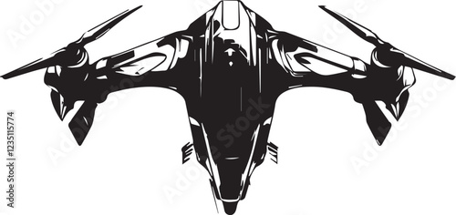 FPV Drone. Hand drawn vector illustration	