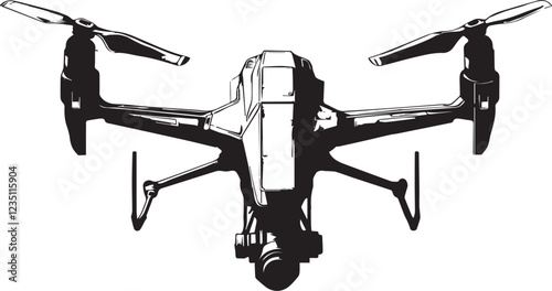 FPV Drone. Hand drawn vector illustration	
