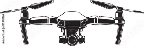 FPV Drone. Hand drawn vector illustration	