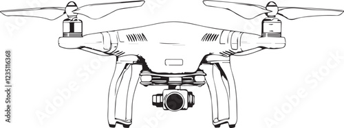 FPV Drone. Hand drawn vector illustration	