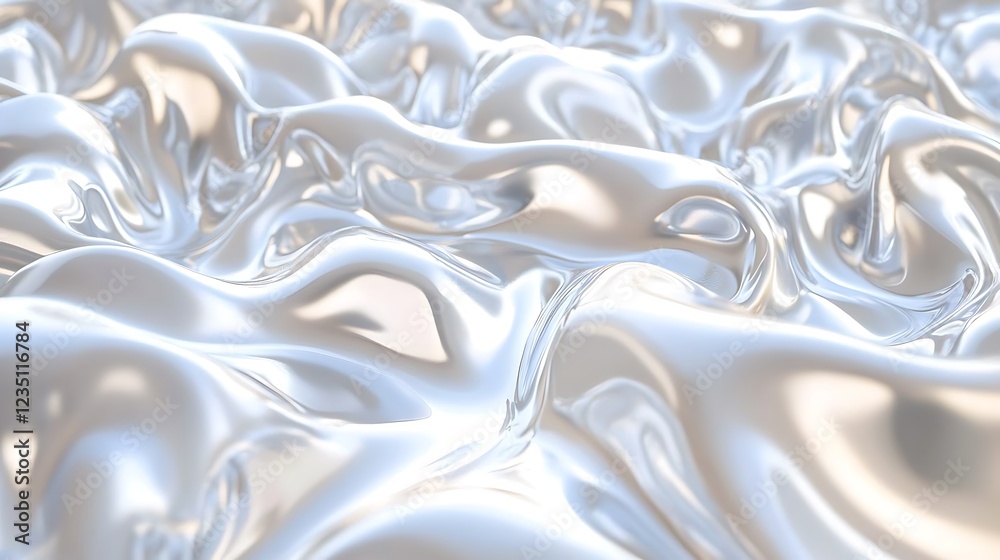 Fototapeta premium Abstract Silver Liquid Smooth Wavy Surface Texture