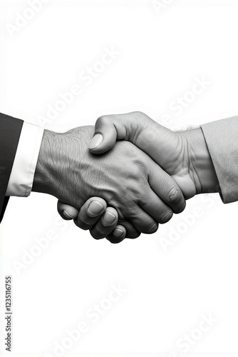A black and white photo of two people shaking hands