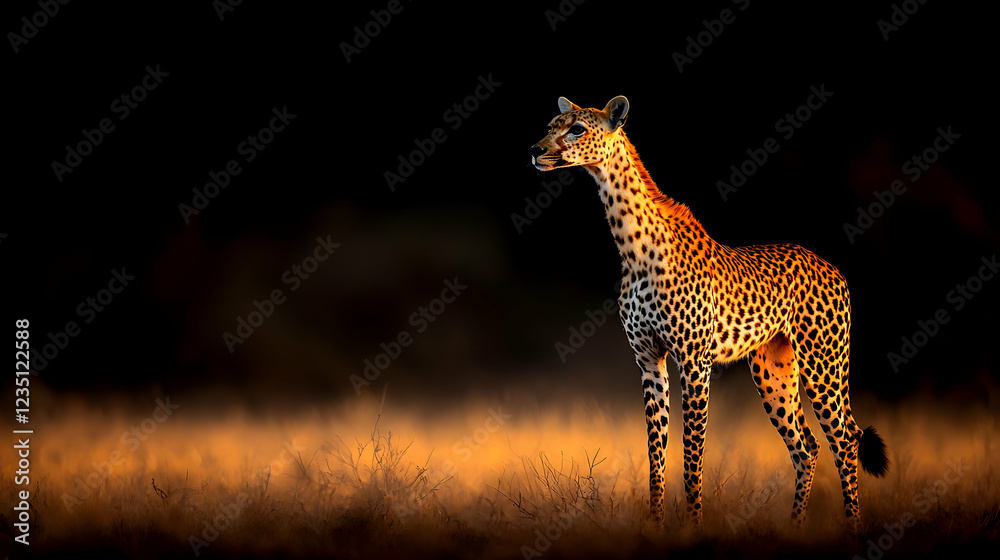 Obraz premium Leopard at sunset, African savanna, wildlife photography, nature documentary