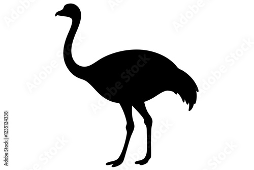 Simple Ostrich Silhouette– Beautiful Black and White Sketch