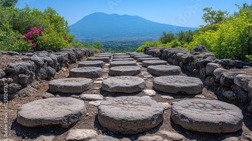 Ancient Roman Road to Volcano View photo