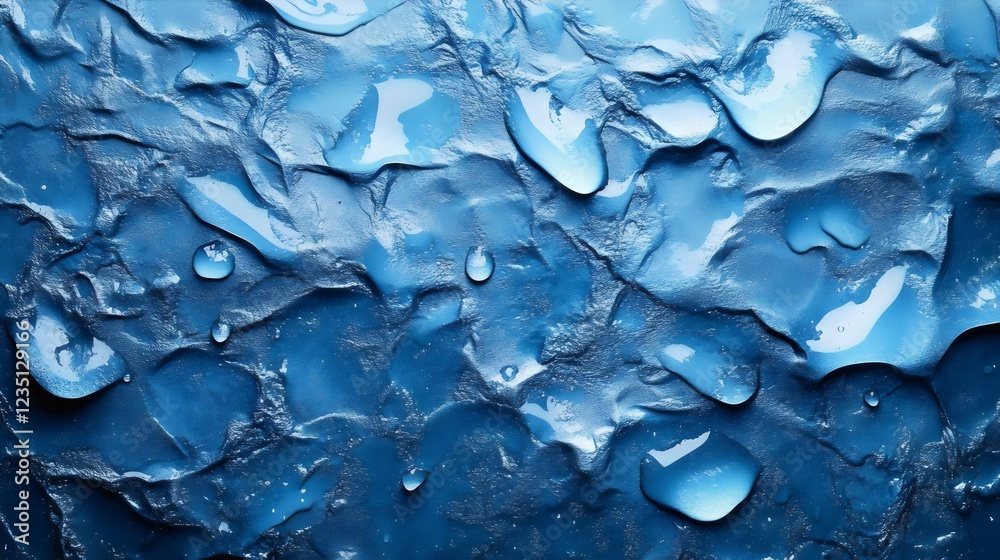 The image is of a blue background with water droplets on it The image is of a blue background with water droplets on it