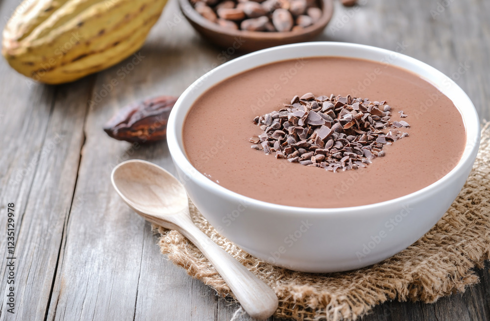 cacao nibs sprinkled over a smoothie bowl, emphasizing the health benefits of raw cacao