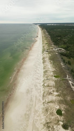 Flight over a sandy beach