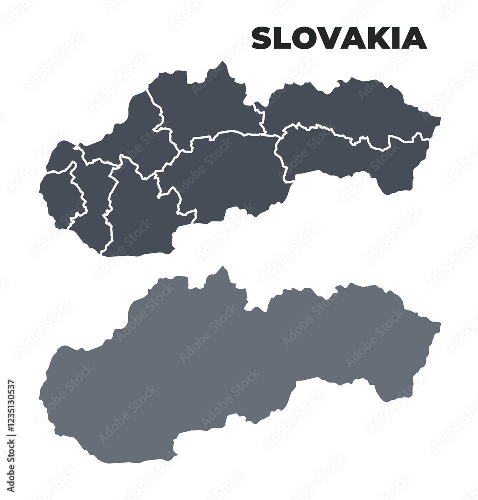 Obraz premium Slovakia grey political map simple flat illustration set