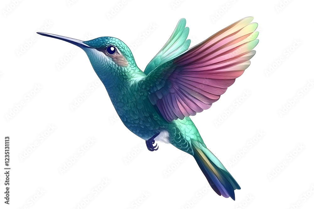 Fototapeta premium Hummingbird Isolated on White Background.