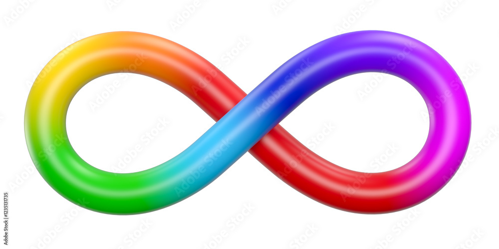 Infinity Symbol with Rainbow Gradient on White Background 3D Render with transparent background Infinity Symbol with Rainbow Gradient on White Background 3D Render with transparent background