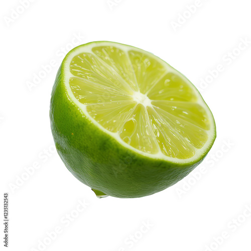 Lime, fresh ripe fruit isolated on transparent background, close-up shot