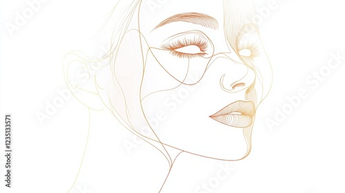 Silhouette of a womans face with golden ratio lines showcasing beauty and symmetry in an artistic representation. Generative AI