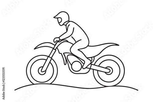 Dirt Bike Line Drawing Vector. Artistic Illustration