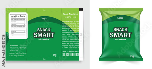 Chips package design, foil bags with the original file in 3d illustration.  Chip's packaging ideas | chip packaging, packaging, chips, vector, template.