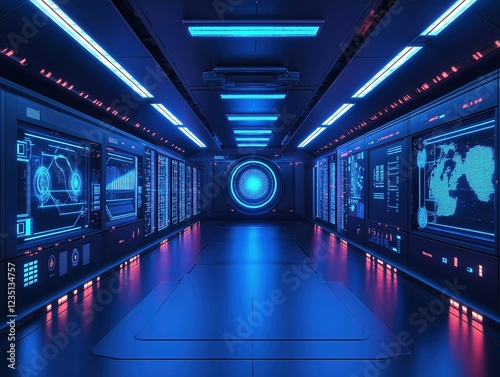 Futuristic Data Corridor - Sci-Fi High-Tech Server Room