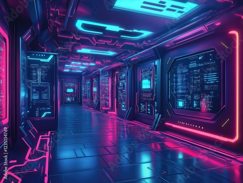 Futuristic Data Center - Sci-Fi AI-Powered Technology Server Room