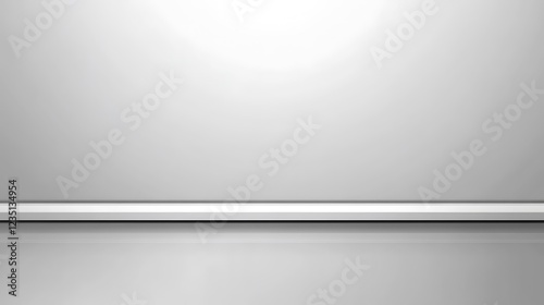 Minimalist White Shelf Against Grey Wall Background photo