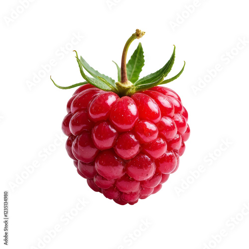Raspberry, fresh ripe fruit isolated on transparent background, close-up shot