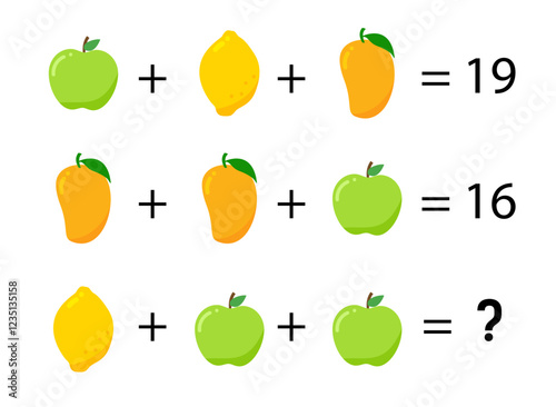 A game for children. Fruits are different. Cute vector color illustration.