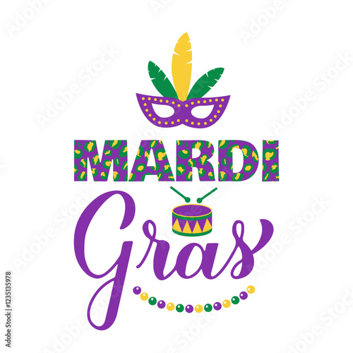 Obraz na płótnie Mardi Gras calligraphy hand lettering. Fat Tuesday traditional carnival in New Orleans. Vector template for banner, typography poster, flyer, shirt design, etc. w salonie