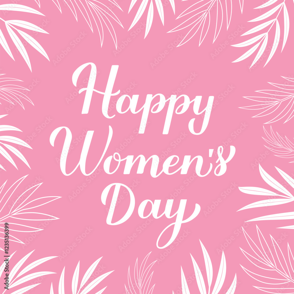 Happy Womens Day calligraphy hand lettering. International Womans day typography poster. Vector template for banner, greeting card, flyer, etc.