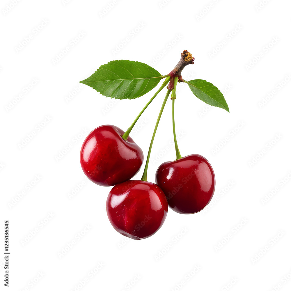 Cherry, fresh ripe fruit isolated on transparent background, close-up shot Cherry, fresh ripe fruit isolated on transparent background, close-up shot