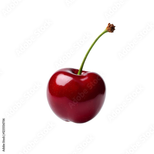 Cherry, fresh ripe fruit isolated on transparent background, close-up shot