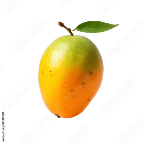 Mango, fresh ripe fruit isolated on transparent background, close-up shot