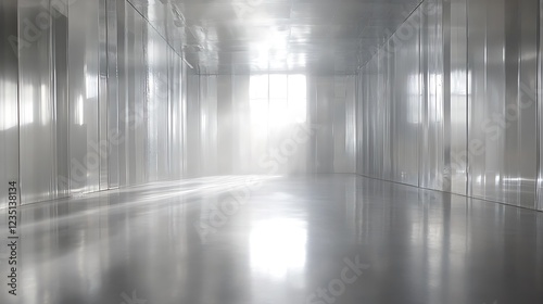 Wallpaper Mural Brightly Lit Modern Corridor With Metal Walls Torontodigital.ca