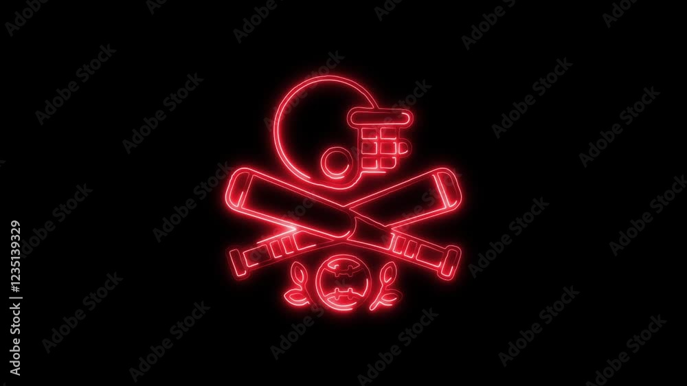 Glowing neon Baseball icon isolated on black background. HD Video motion graphic animation