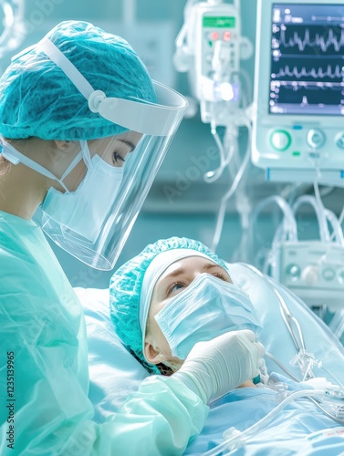 Medical Team in Operating Theater Performing Surgery
