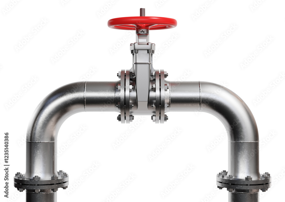 Pipe of gas, valve on the gas pipeline. Clipping path included. 3d illustration. Pipe of gas, valve on the gas pipeline. Clipping path included. 3d illustration.