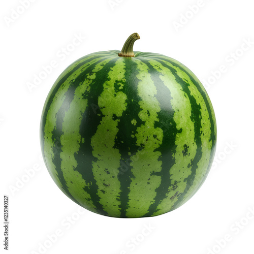 Watermelon, fresh ripe fruit isolated on transparent background, close-up shot