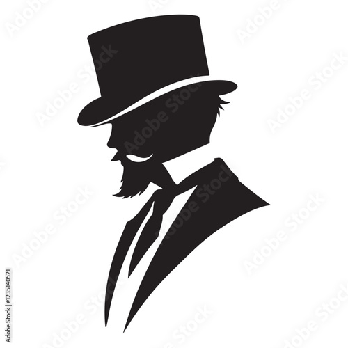 Distinguished Gentleman Silhouette in Top Hat Vector Illustration