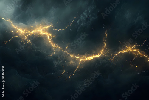 Captivating energy, Glowing lightning electrifies the night sky, casting an enchanting glow on the surrounding landscape