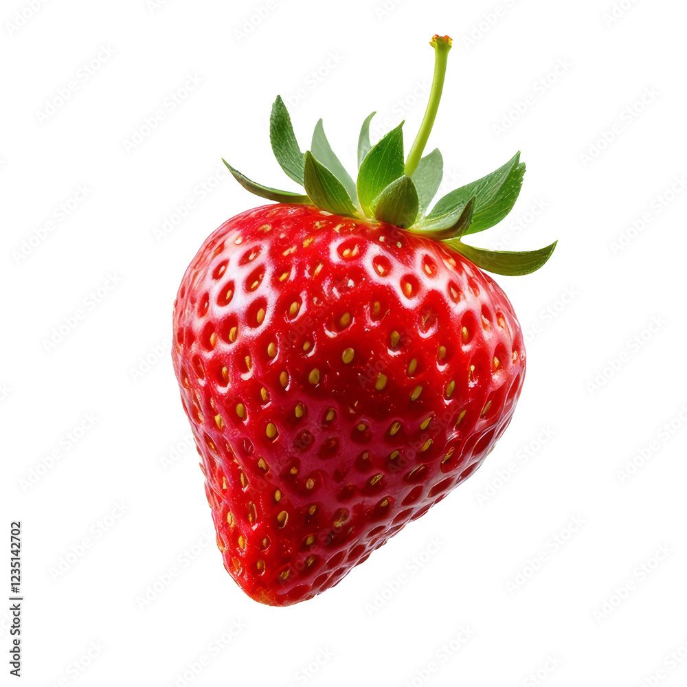 Strawberry, fresh ripe fruit isolated on transparent background, close-up shot Strawberry, fresh ripe fruit isolated on transparent background, close-up shot