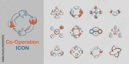 co-operation icons focusing on teamwork, partnerships, and mutual support. Ideal for any project involving collaboration and joint efforts