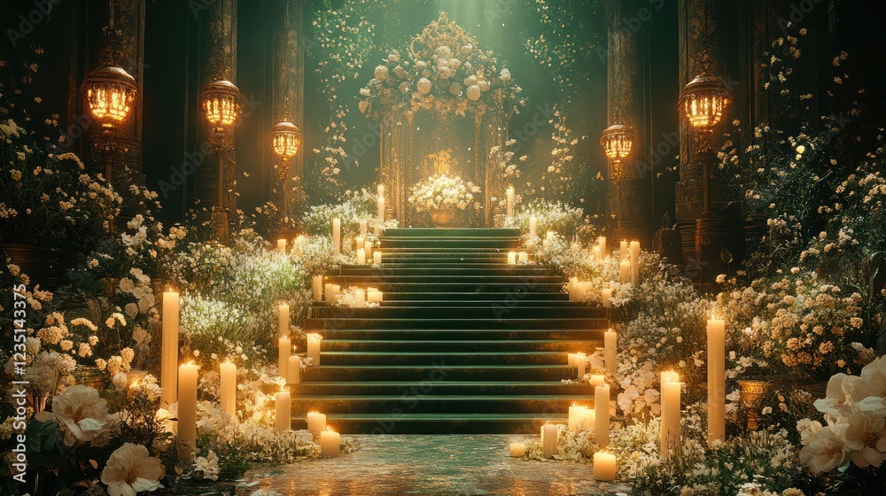 Naklejka premium Forest Wedding Ceremony Mystical Altar