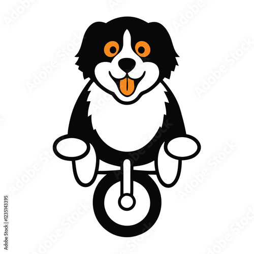Cute bernese mountain dog ride a bicycle  vector art