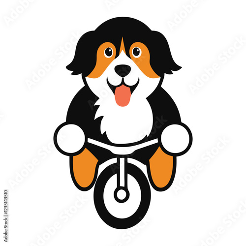 Cute bernese mountain dog ride a bicycle  vector art